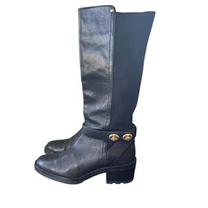 Coach Pearla Black Leather Knee Boot Stretch Calf Size 5.5‎ B (Normal Fit)